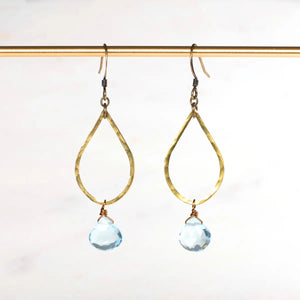 Blue Topaz Hammered Teadrop Earring
