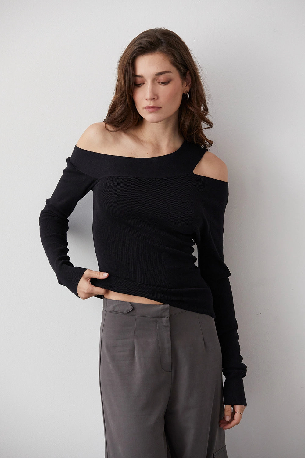 Ingrid One Shoulder Rib Top