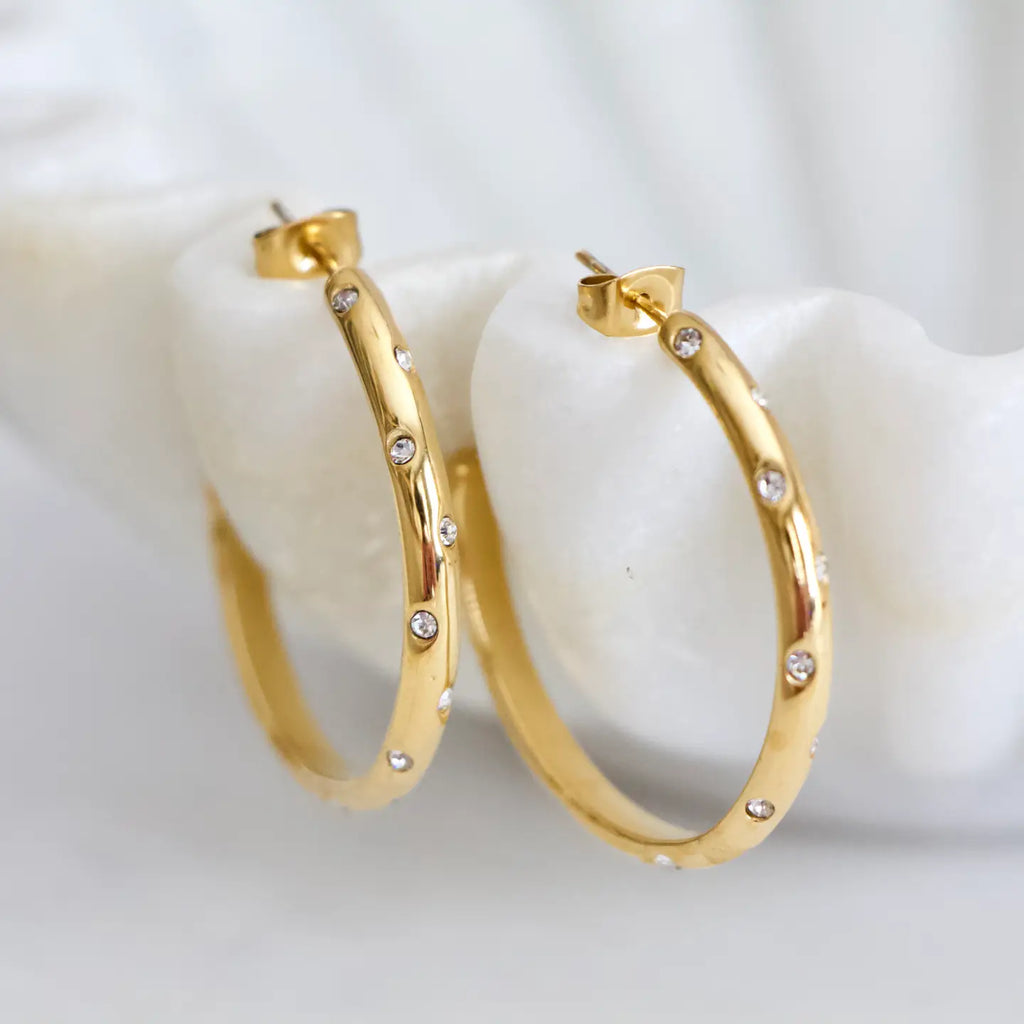 Zircon Pave Hoop Earrings