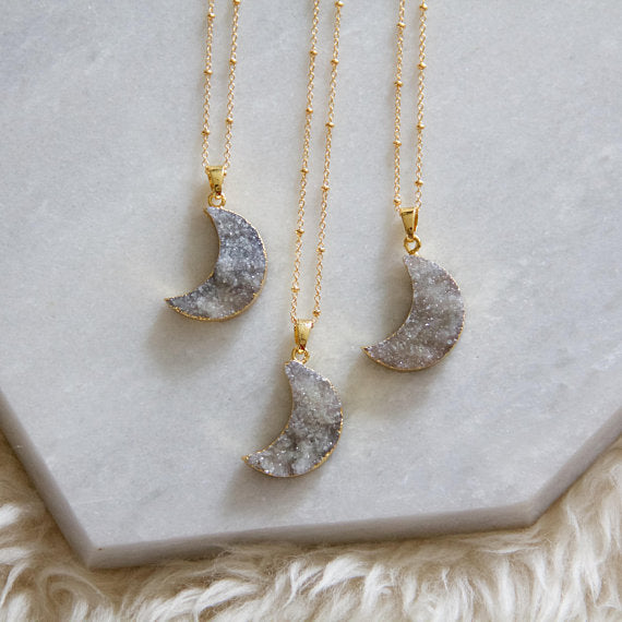 Druzy Moon Necklace