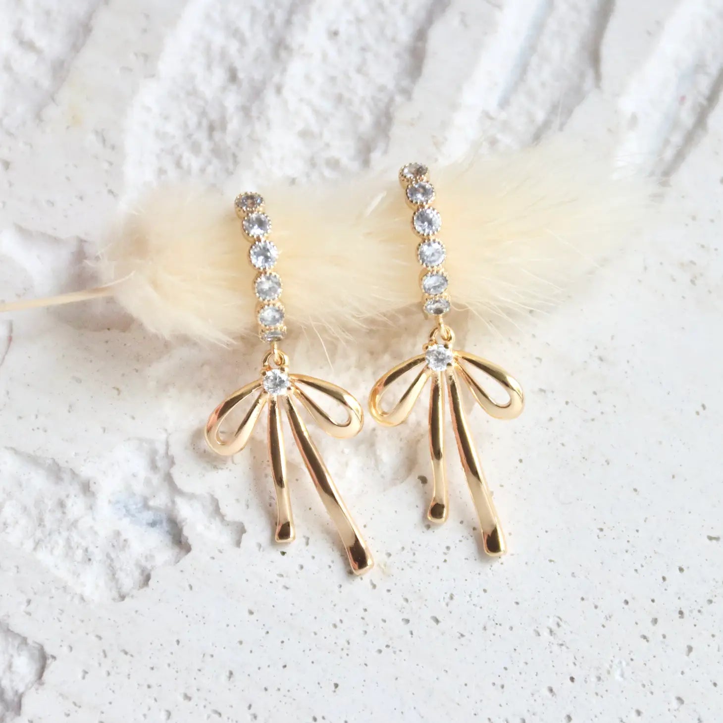 CZ Bow Huggie Earrings