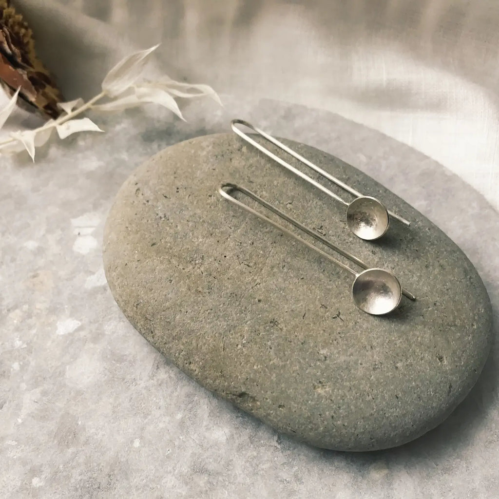 Silver Bowl Drop Earrings