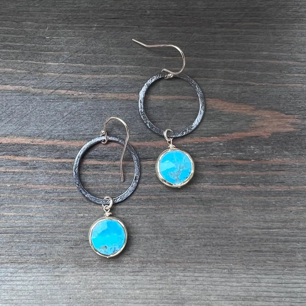 Turquoise Circle Drop Earrings