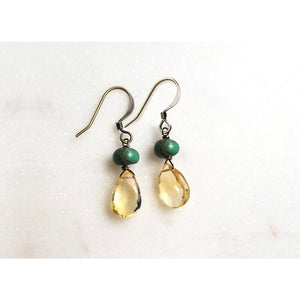 Citrine and Turquoise Pebble Earrings