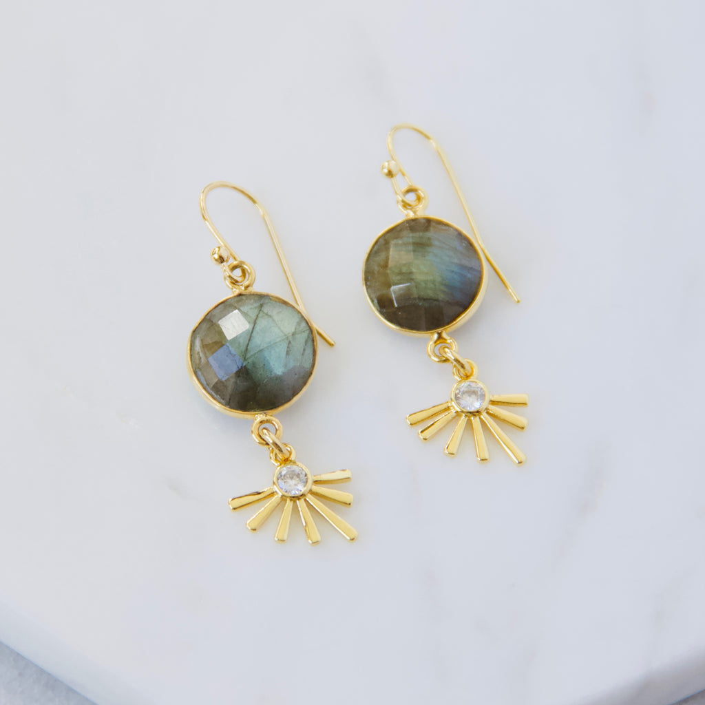 Labradorite Flower Earrings