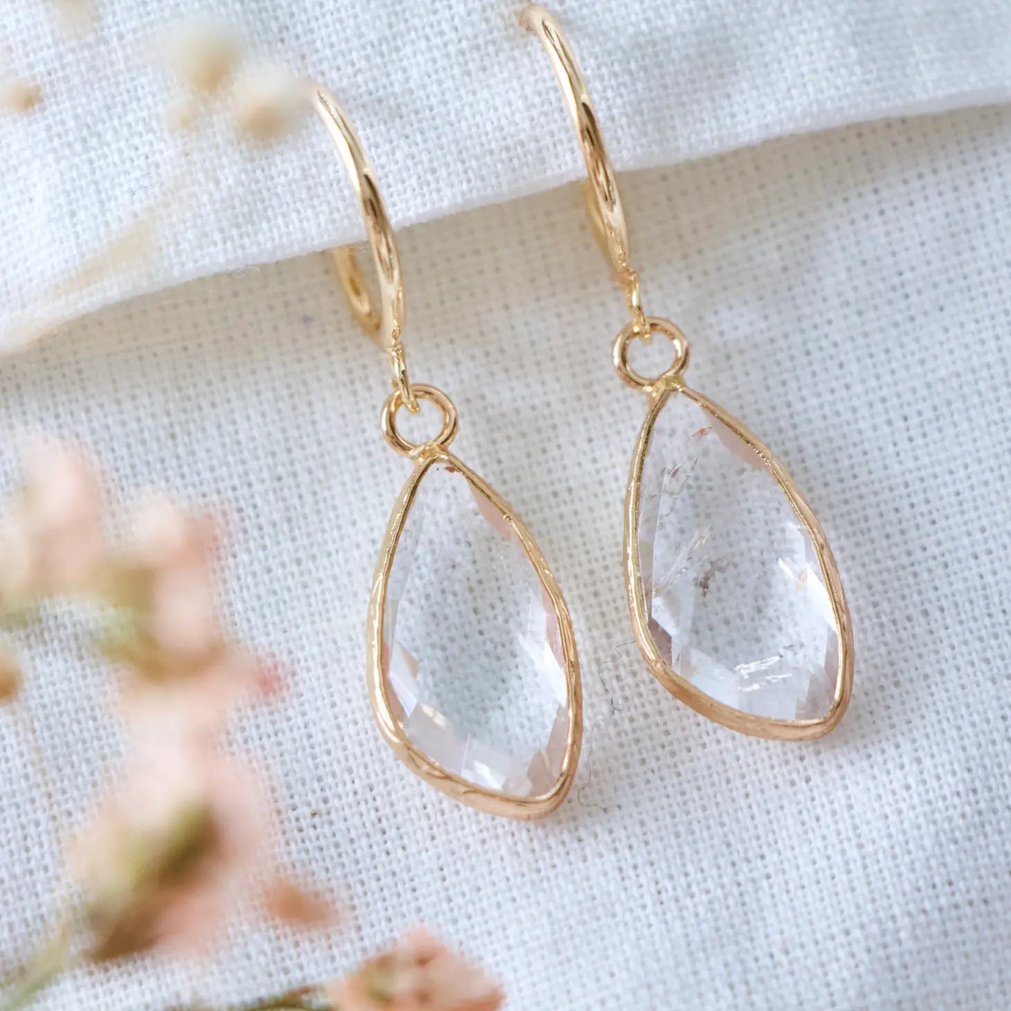 Faceted Quartz Hoop Earrings