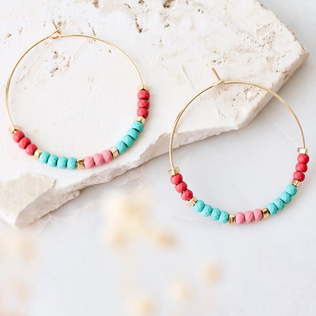 Summer Beaded Hoop Earrings