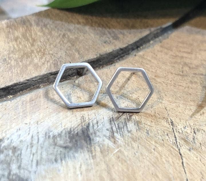 Hexagon Post Earrings
