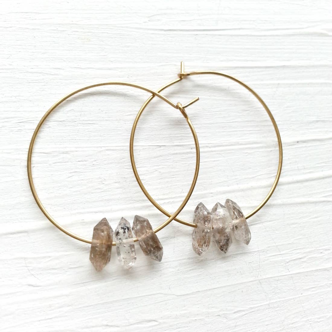 Triple Quartz Hoop Earrings