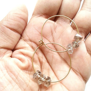 Triple Quartz Hoop Earrings