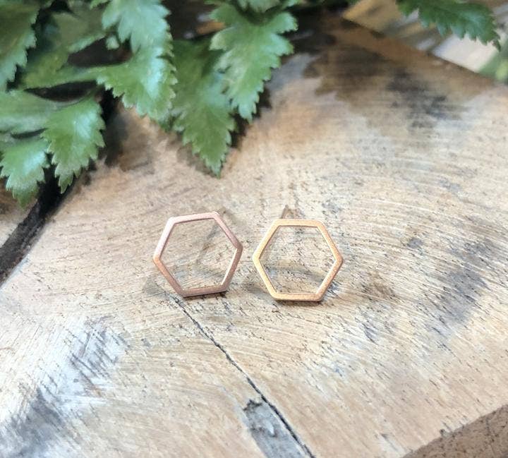 Hexagon Post Earrings
