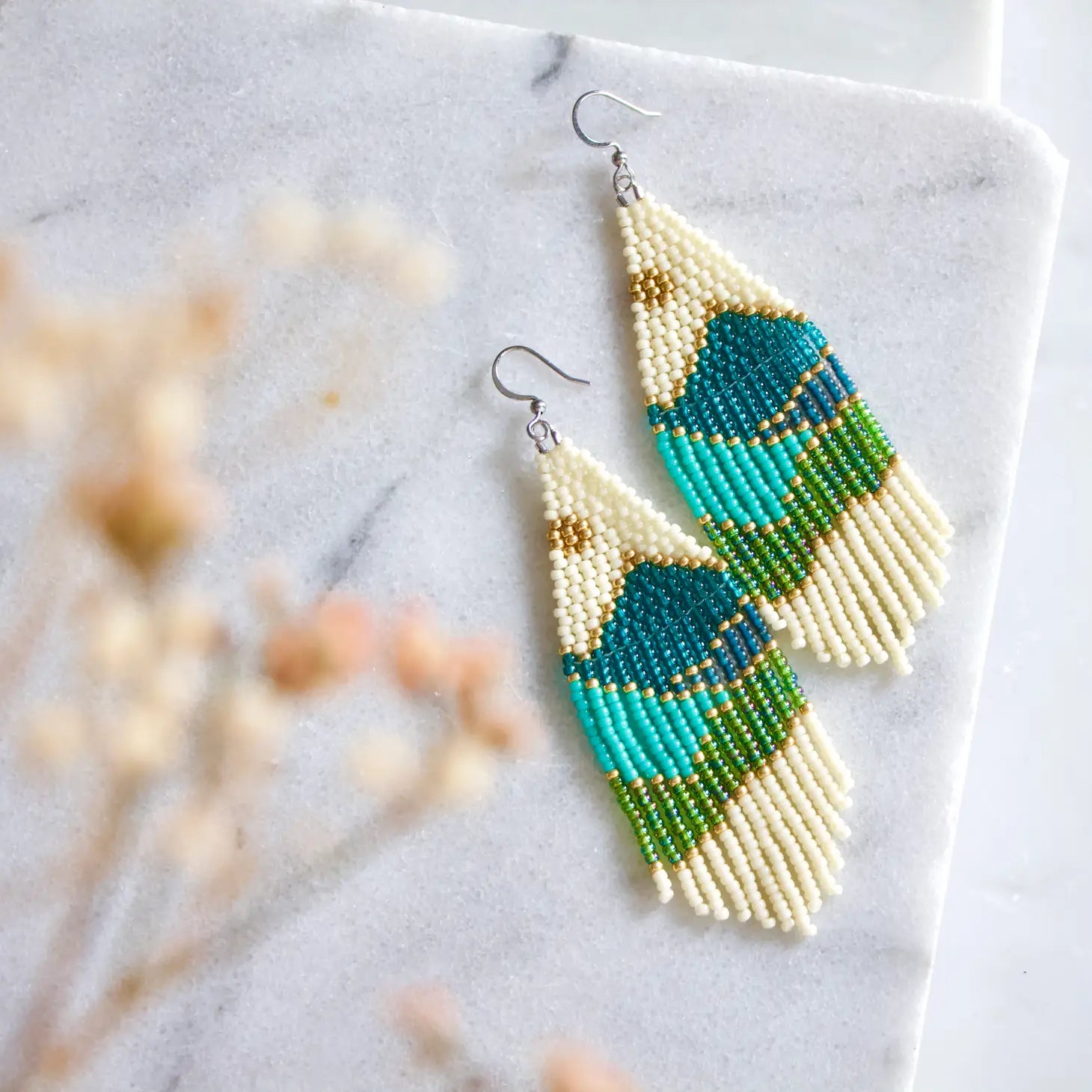 Beaded Mountain Moonrise Earrings