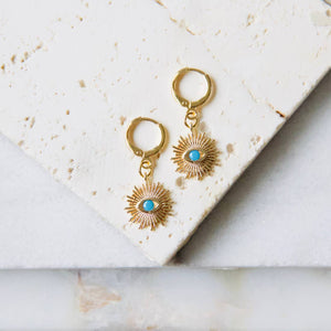 Sun Evil Eye Huggie earrings