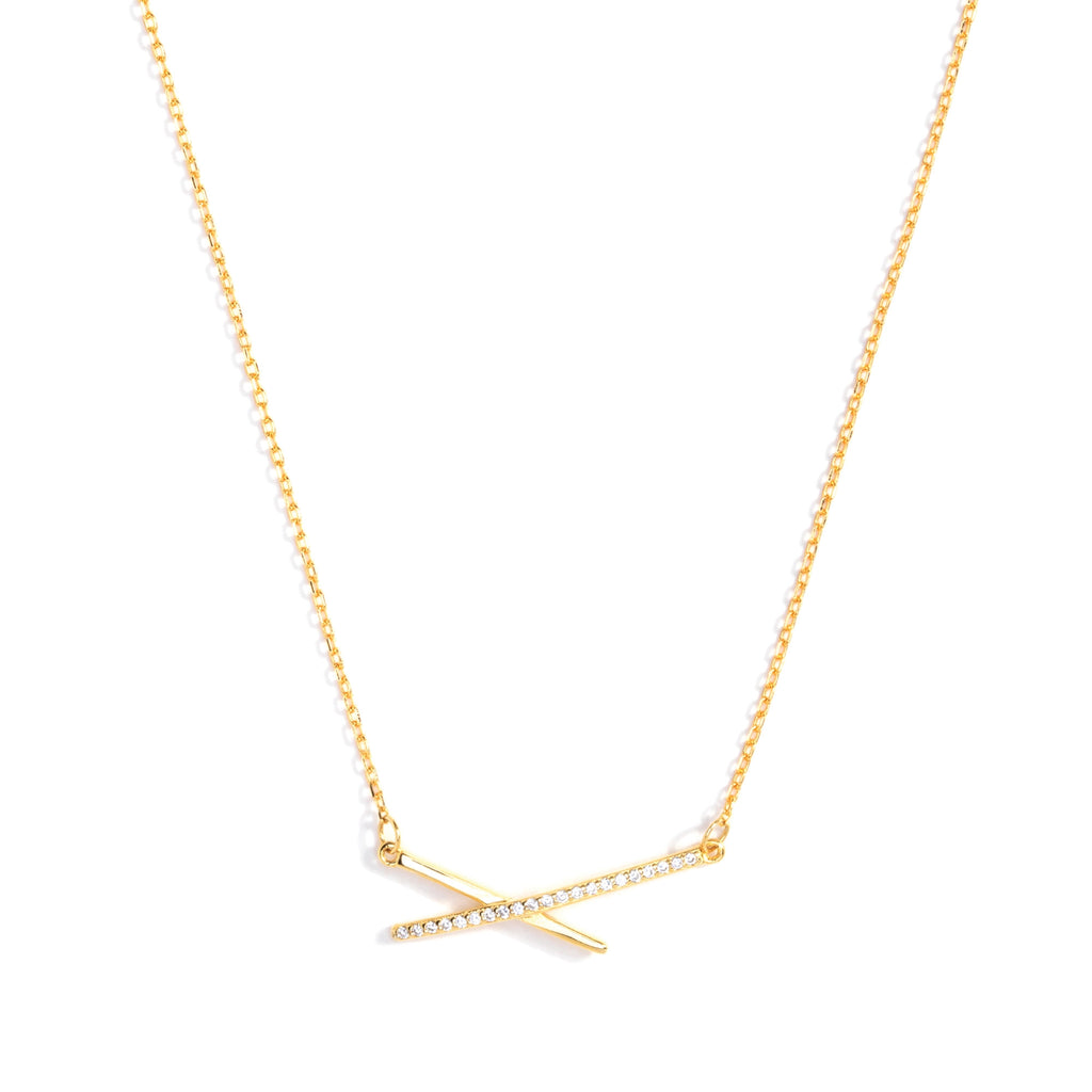 Delicate Pave Criss Cross Necklace