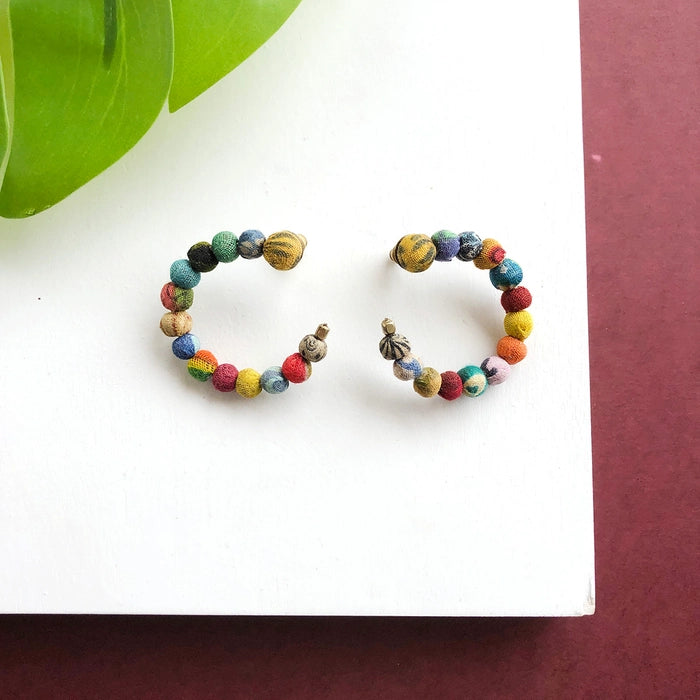 Kantha Open Hoop Earrings