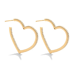 Pave Heart Hoops