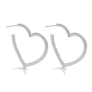 Pave Heart Hoops