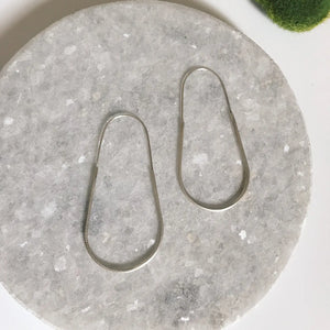 Oblong Silver Hoops