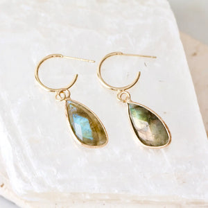 Labradorite Teardrop Hoop Earrings