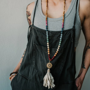 Sandalwood and Rainbow Chakra Mala