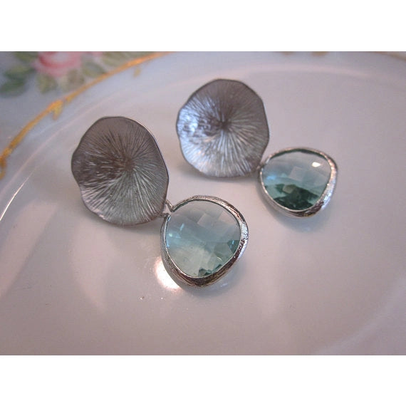 Prasiolite Silver Mushroom Cora Earrings