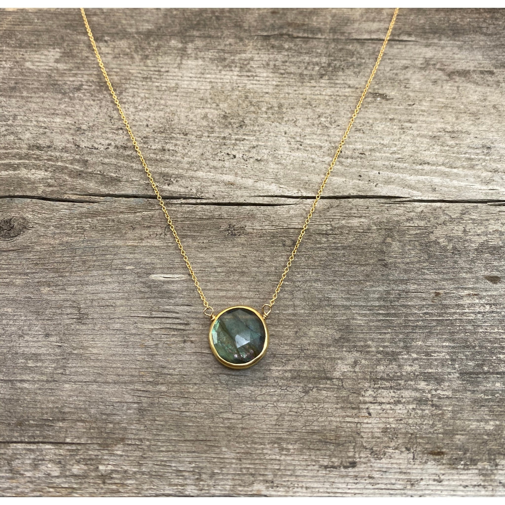 Labradorite Circle Bezel Necklace