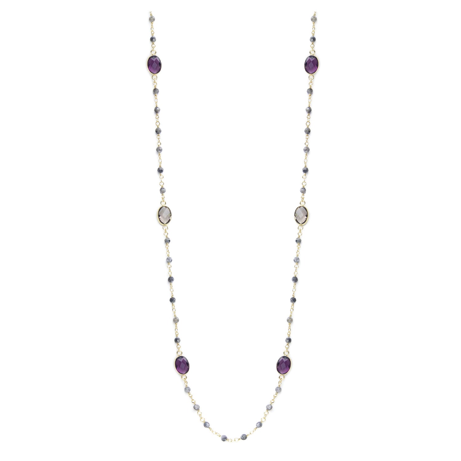 Long Stone & Crystal Necklace