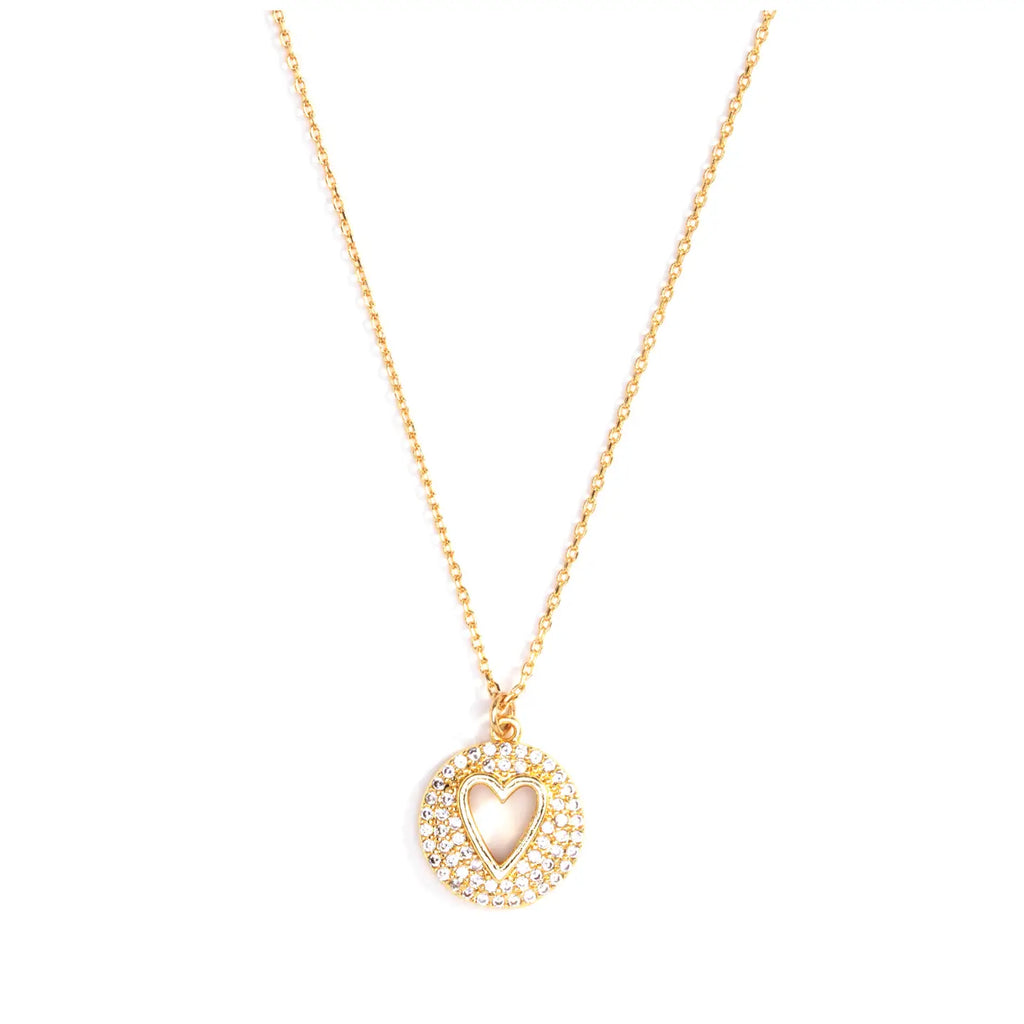 Pave Heart Gold Pendant Necklace