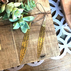 Narrow Oval Cutout Brass Earrings