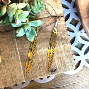 Narrow Oval Cutout Brass Earrings