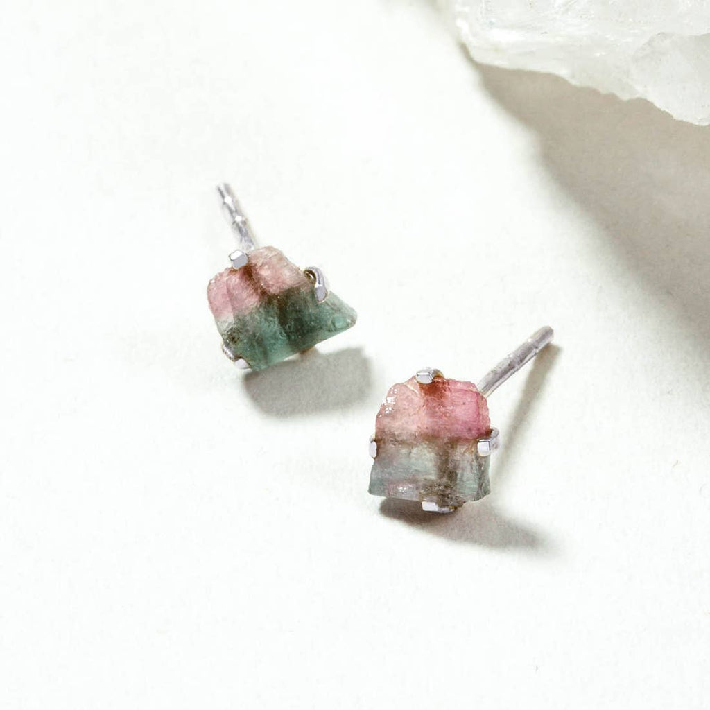 Watermelon Tourmaline Post Earrings