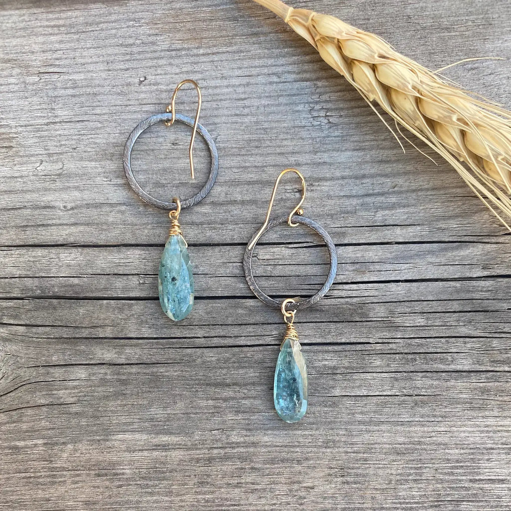 Raw Aquamarine Drop Earrings