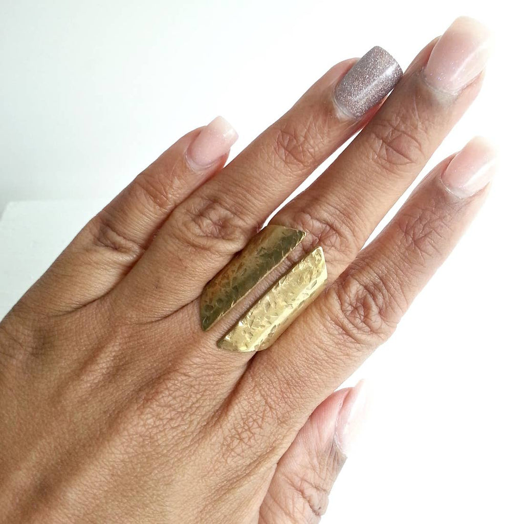 Hammer Texture Open Split Ring