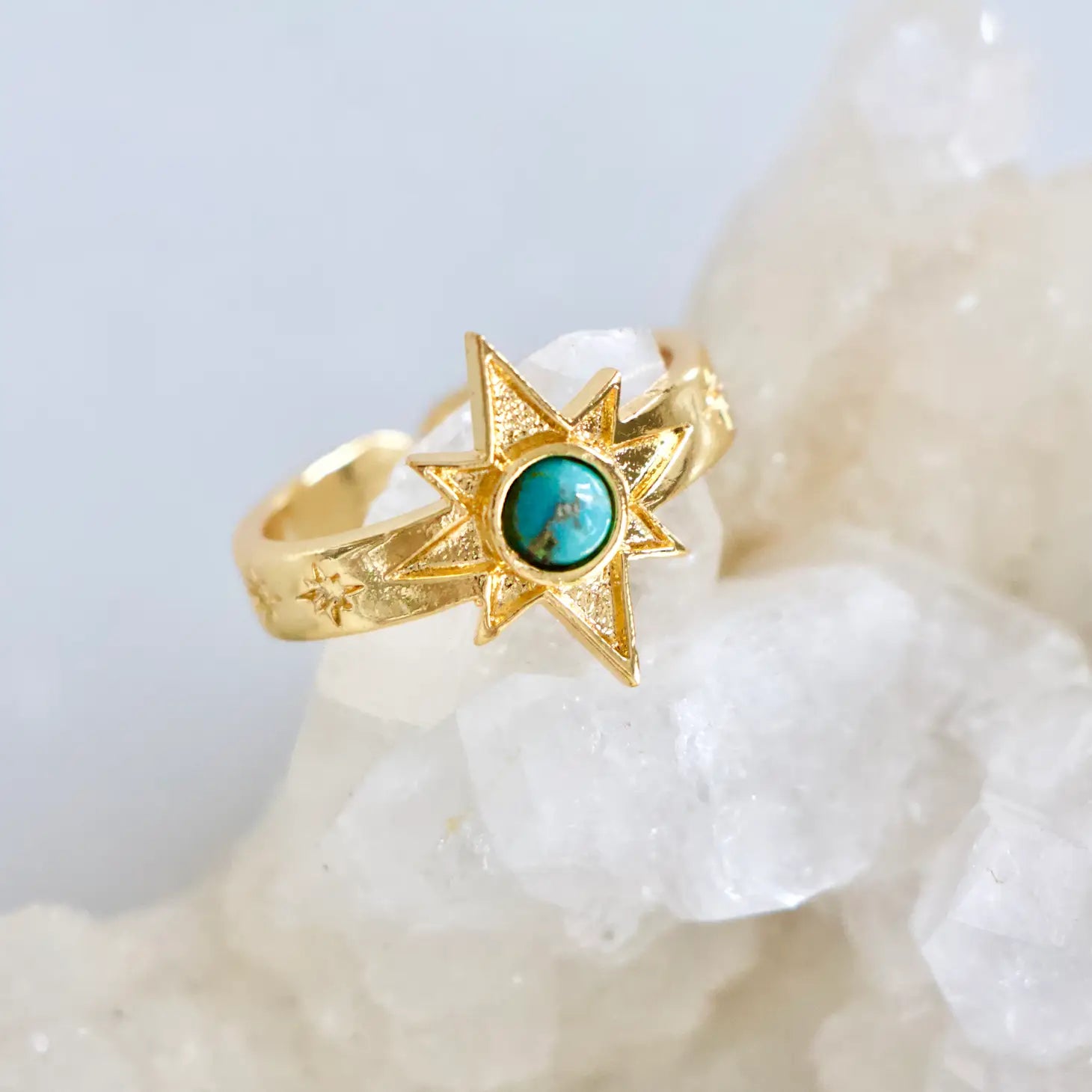 Copper Turquoise Star Ring