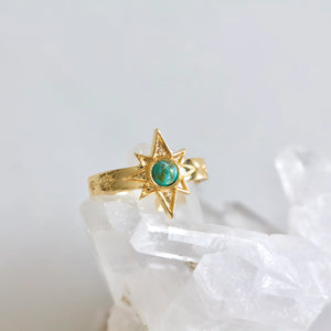 Copper Turquoise Star Ring
