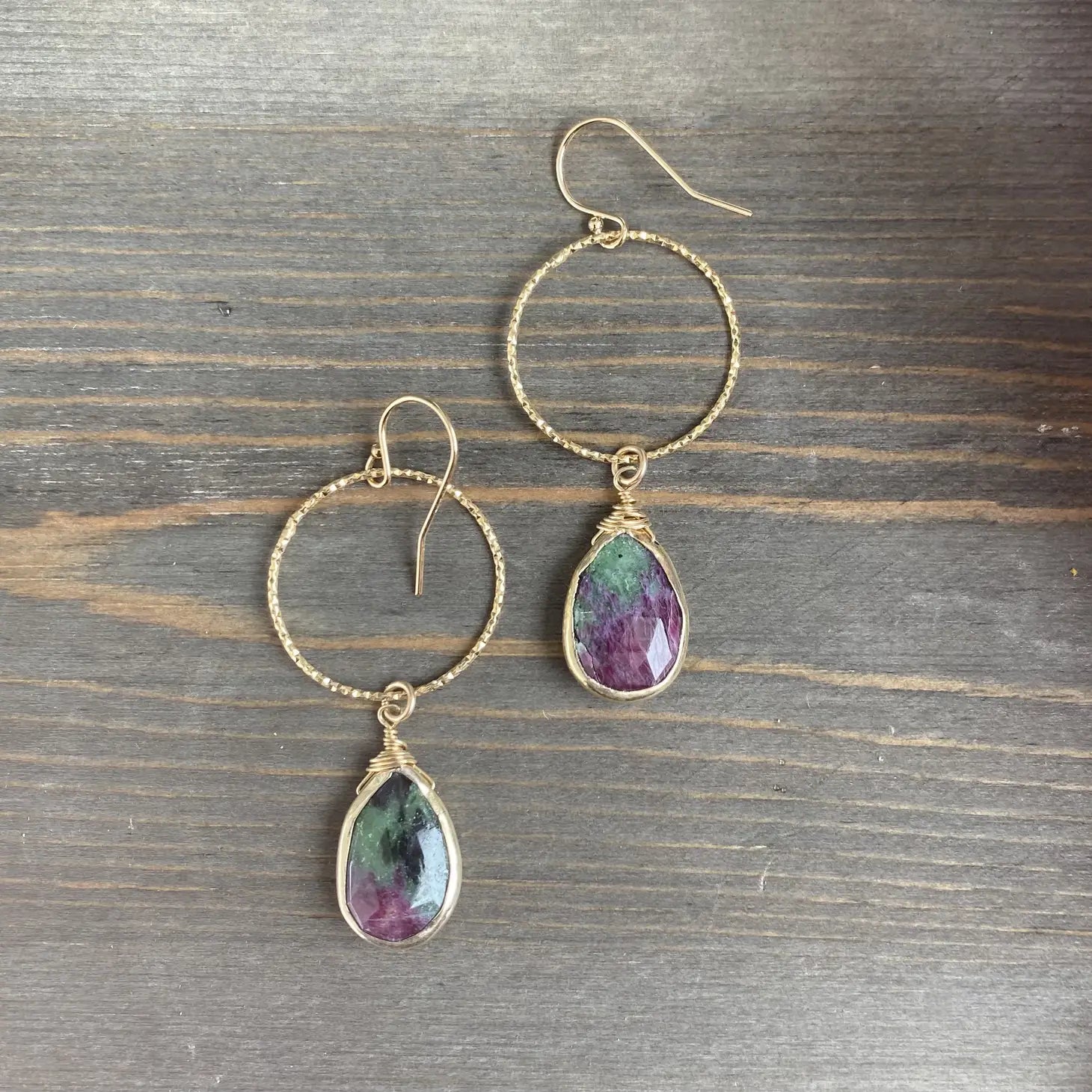 Ruby Zoisite Drop Earrings