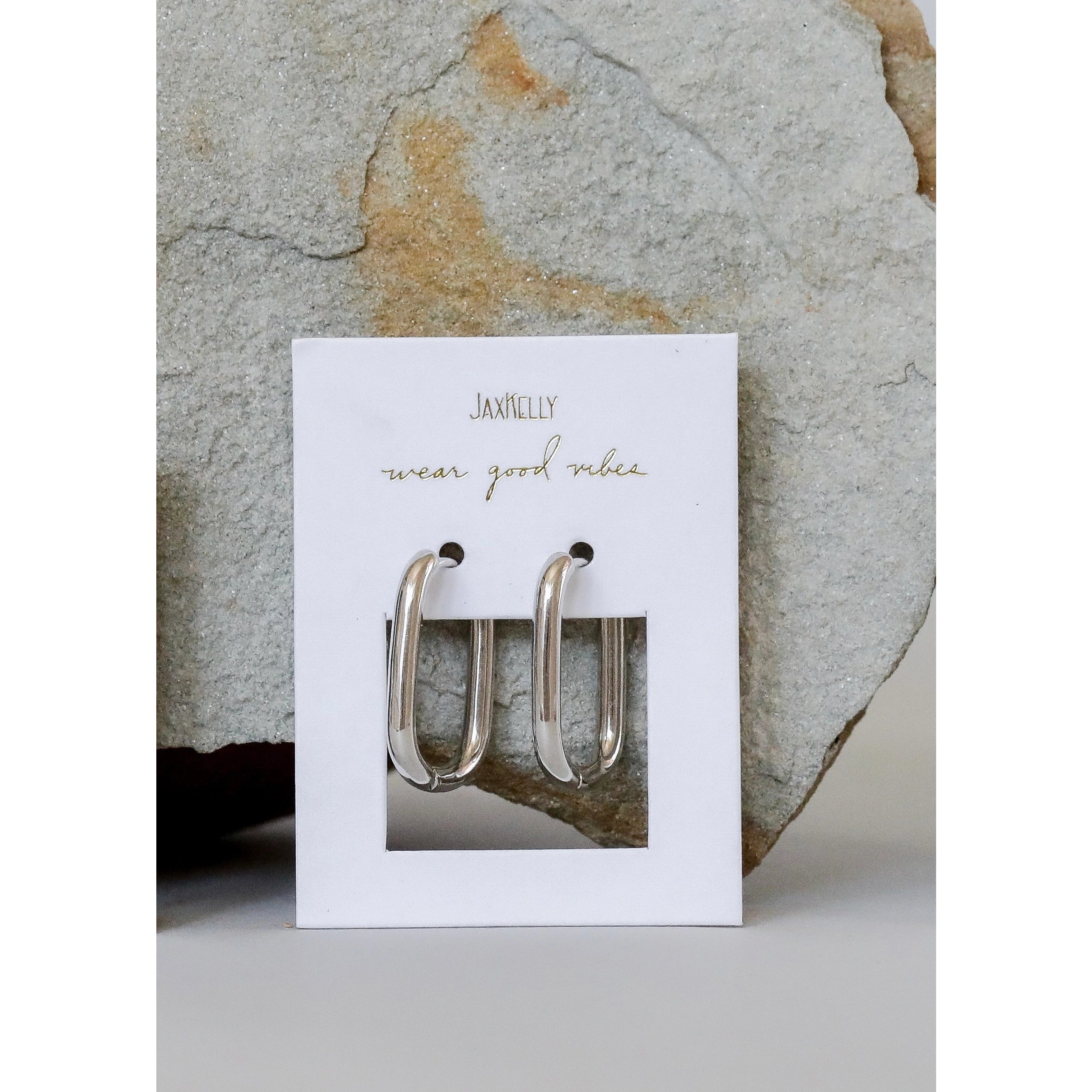 Silver Rectangle Hoop