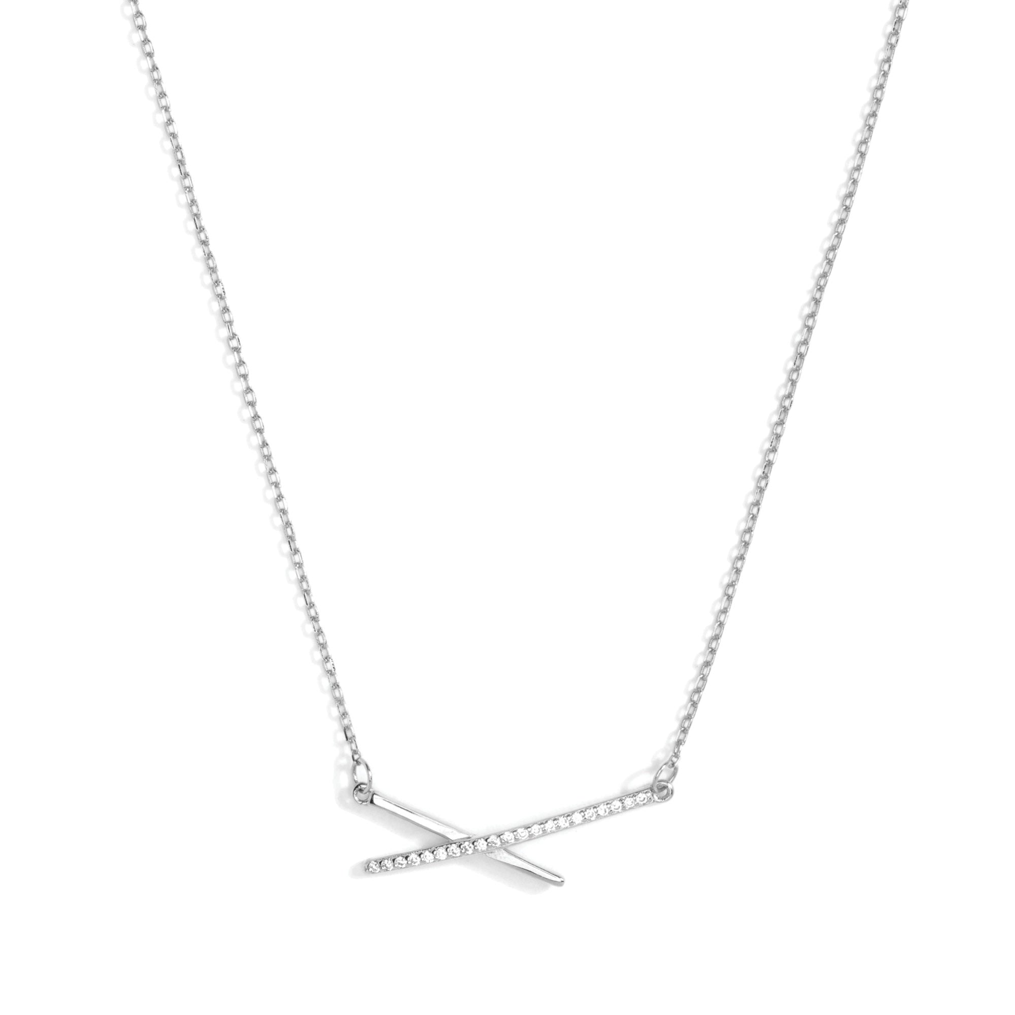 Delicate Pave Criss Cross Necklace
