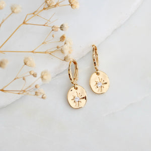 Oval Star Huggie Earrings
