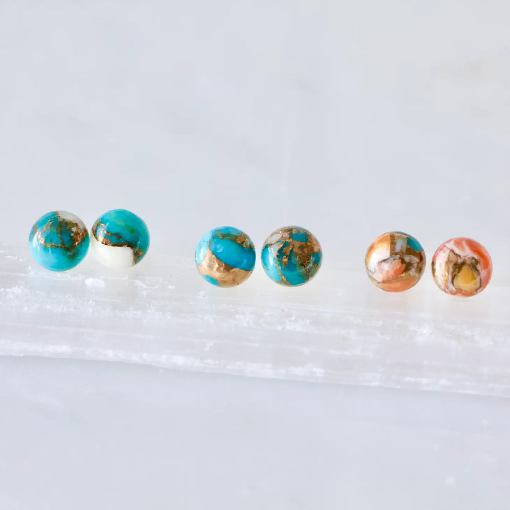 Copper Oyster Turquoise Stud Earrings