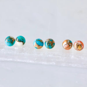 Copper Oyster Turquoise Stud Earrings